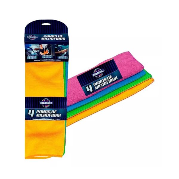 Panos de Microfibra 4 Unidades 35cm X 35cm Rodabrill - Imagem 3