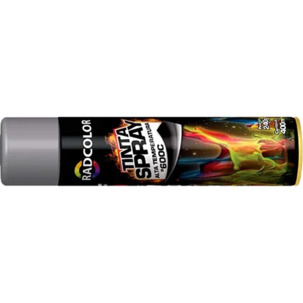 Tinta Spray Alumínio Alta Temperatura Radcolor 400ml RC2107 - Imagem 2
