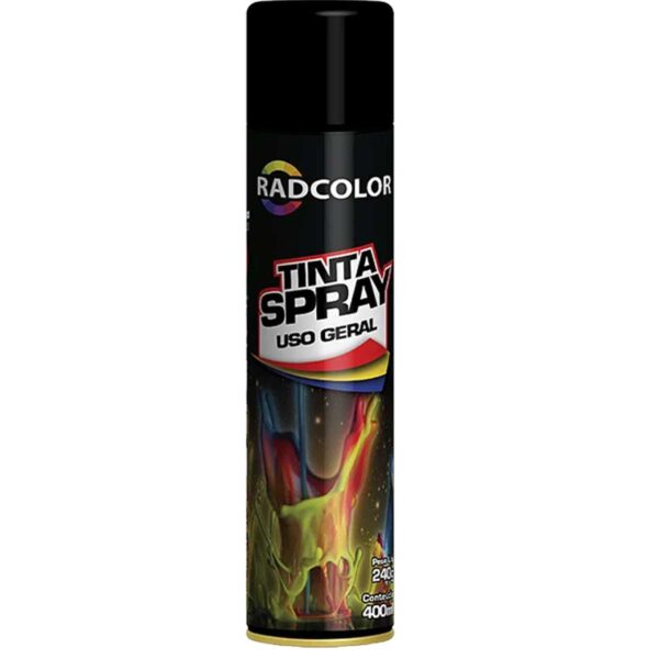 Tinta Spray Preto Fosco Uso Geral Radcolor 400ml RC2102