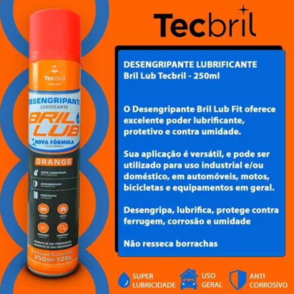 Desengripante Lubrificante Bril Lub Fit Orange Tecbril 250ml - Image 4