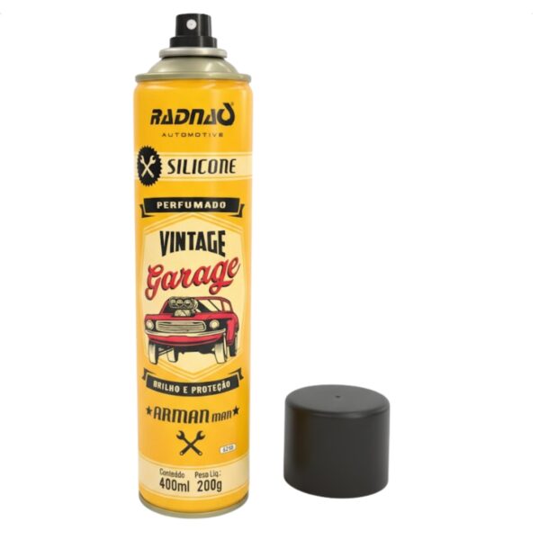 Silicone Perfumado Radnaq Vintage Garage Arman Man 400ml Painel Plástico Brilho e Proteção - Imagem 4