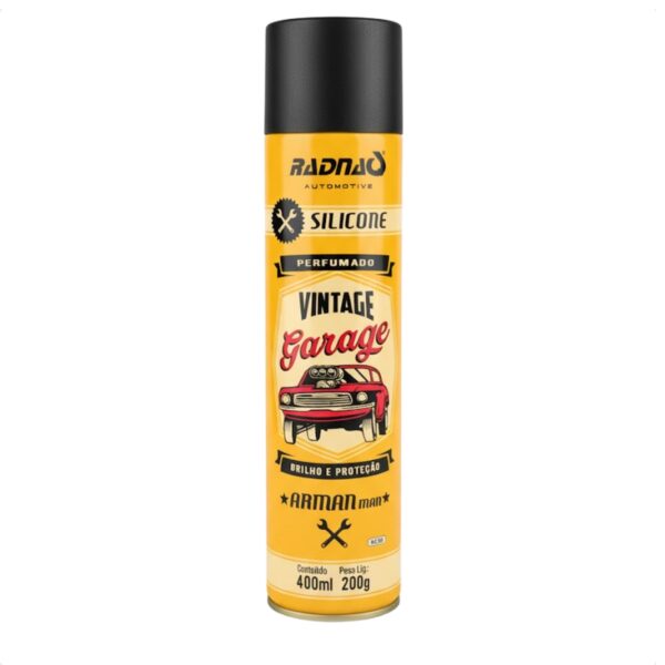 Silicone Perfumado Radnaq Vintage Garage Arman Man 400ml Painel Plástico Brilho e Proteção