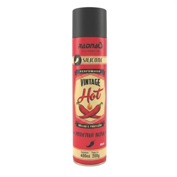 Silicone Perfumado Radnaq Vintage Hot Pimenta Rosa 400ml Painel Plástico Brilho e Proteção
